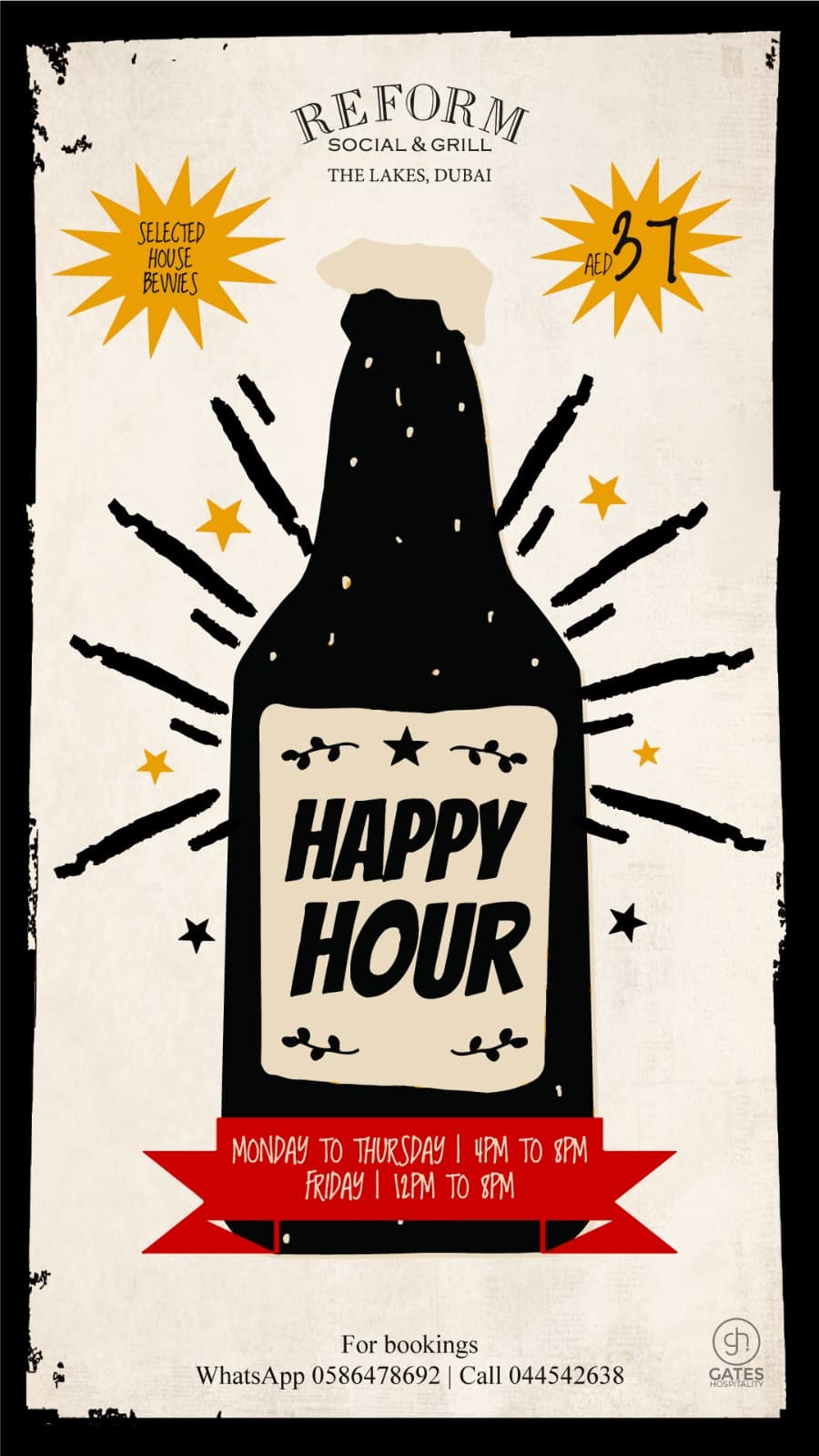 Happy Hour at Reform Social & Grill, Monday to Thursday 4pm to 8pm
